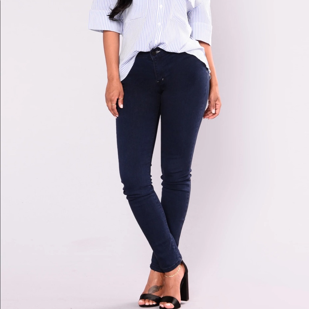 Fashion Nova Jeans with Light Wash Strip on Side